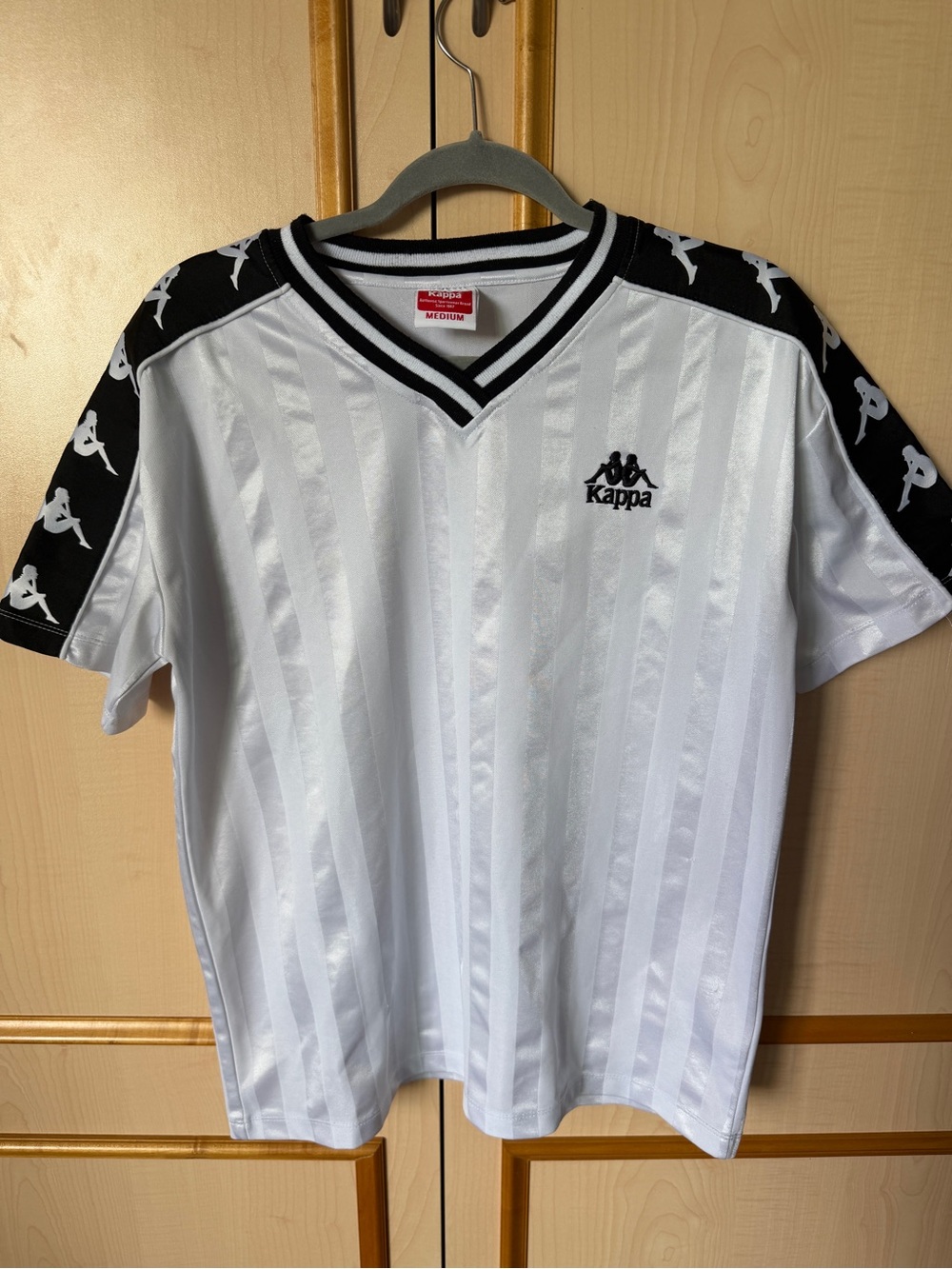 Retro Kappa White Jersey with Black Trim and Logo Tape